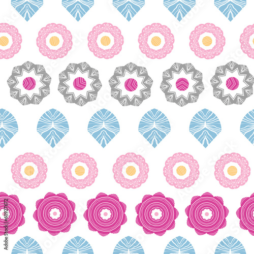 Vector vibrant floral stripes seamless pattern background with