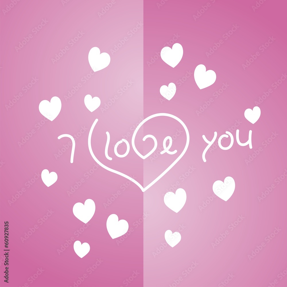 I love you white pink background vector