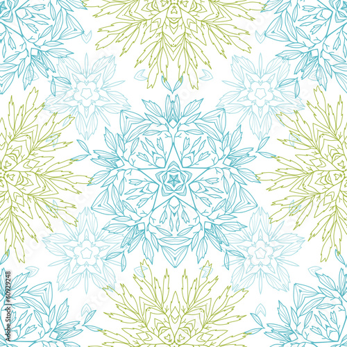 Vector abstract floral mandalas seamless pattern background with