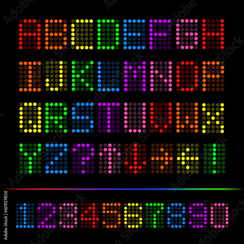 Colorful Digital Font, Vector Illustration