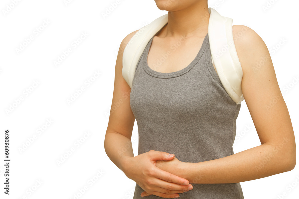 woman wearing a shoulder brace woman wearing a shoulder brace
