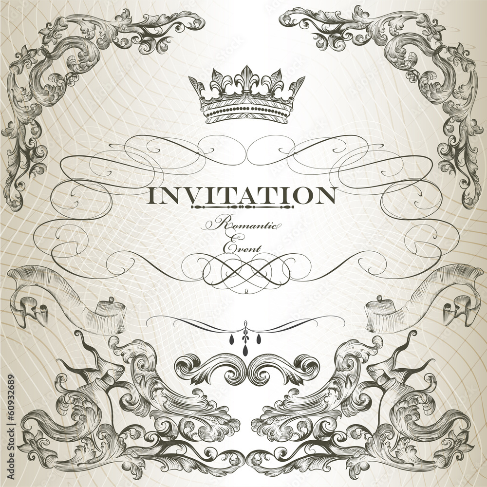 Elegant invitation card  in vintage style