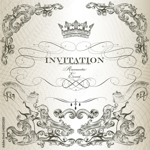 Elegant invitation card  in vintage style