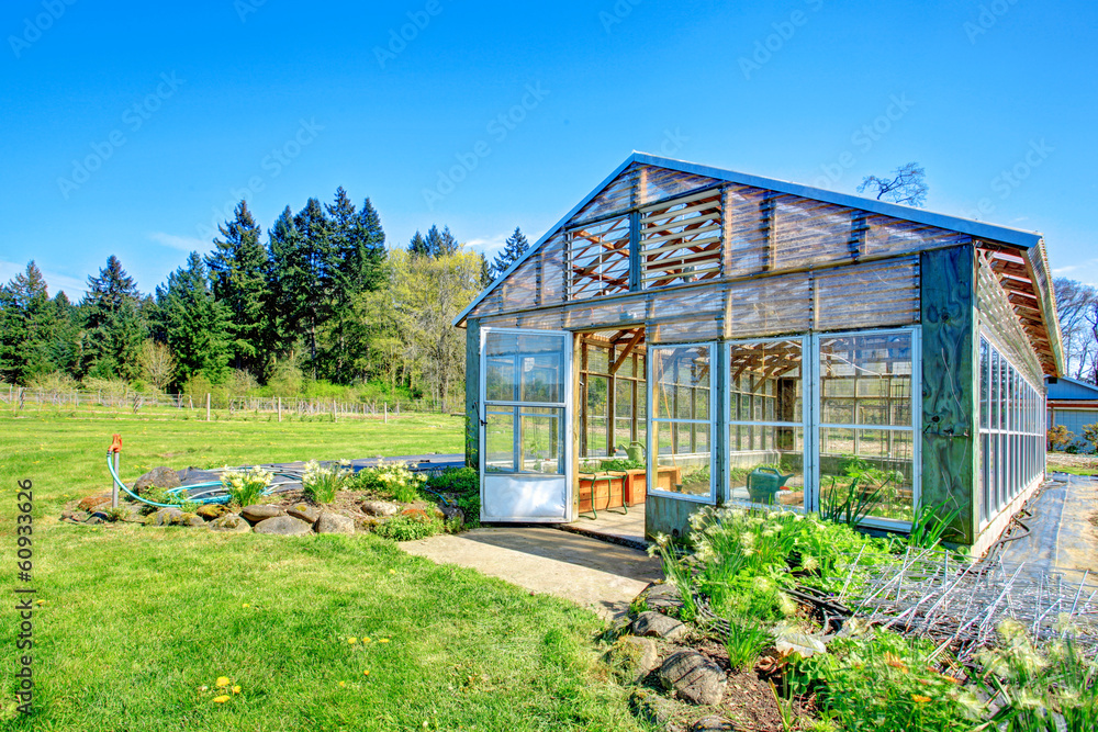 Fototapeta premium Farm with greenhouse