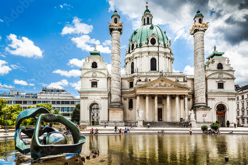 Famous Karlskirche (St. Charles's Church) in Vienna, Austria