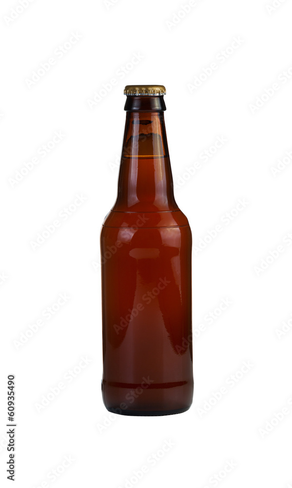 Unopened Bottle of Beer Isolated on White