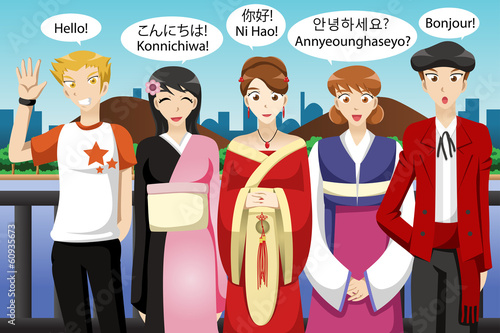 People from different culture saying hello