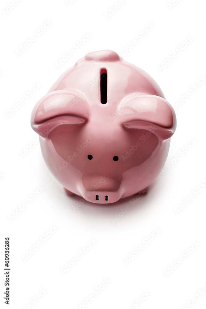 Little pink piggy bank on white Little pink piggy bank on white