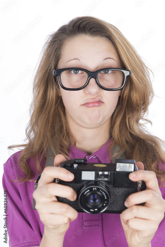 Young photographer with big glasses Young photographer with big glasses