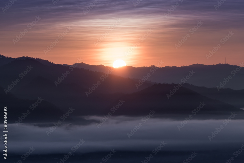Landscape of Mountain views and Sunrise at Yun Lai Viewpoint,Pai Landscape of Mountain views and Sunrise at Yun Lai Viewpoint,Pai