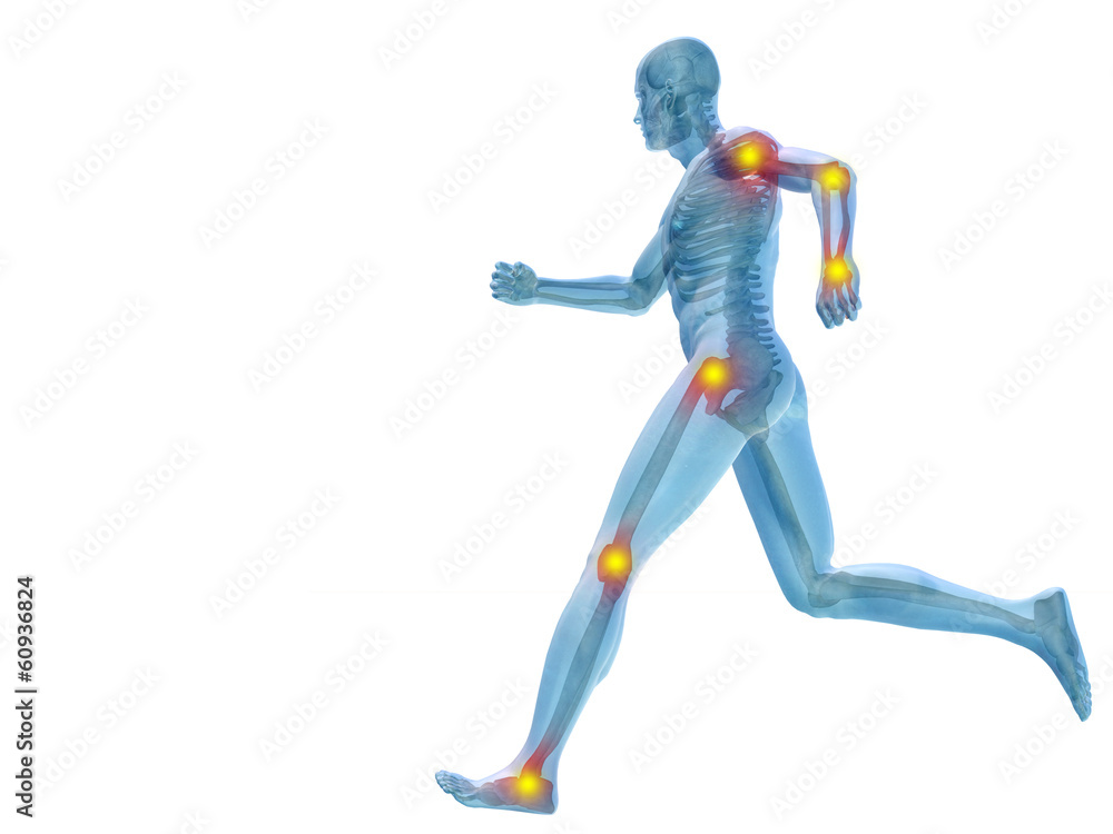3D human man anatomy with articular pain 3D human man anatomy with articular pain