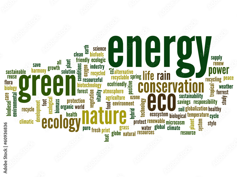 Conceptual energy or ecology word cloud Conceptual energy or ecology word cloud