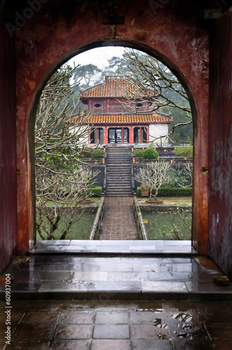 Doorway and temple building at Minh Mang Tomb  Vietnam