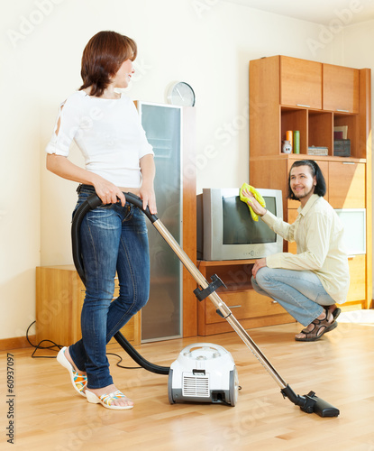 couple doing housework photo