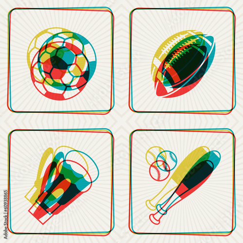 Illustration concept of sport icons with effect overlay.