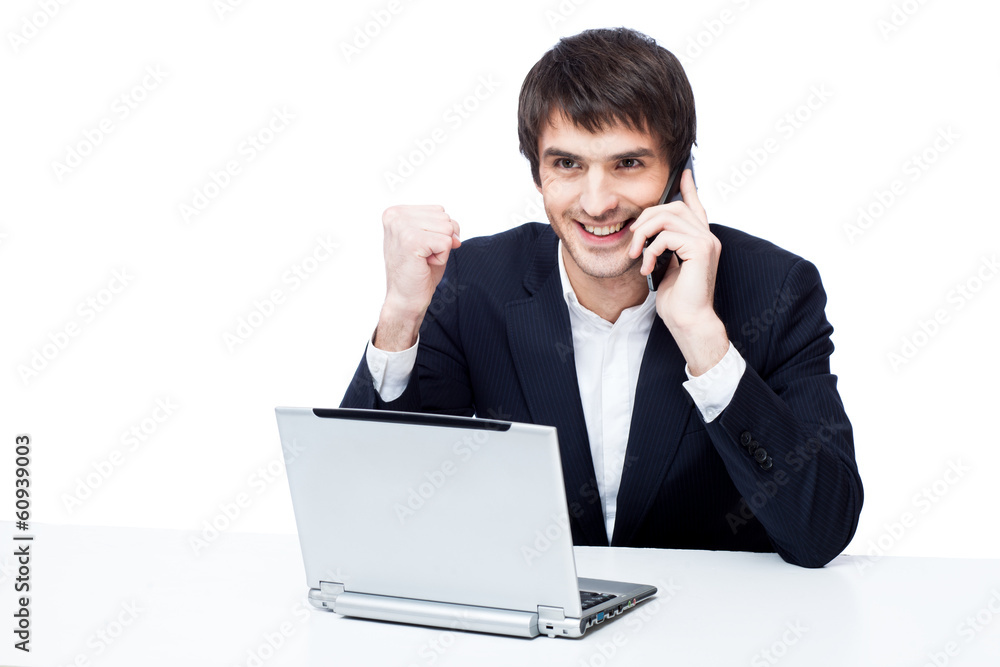 businessman with laptop isolated on white businessman with laptop isolated on white