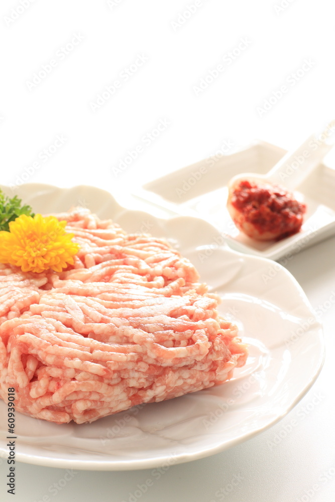 Mince pork and chinese chili sauce for cooking image