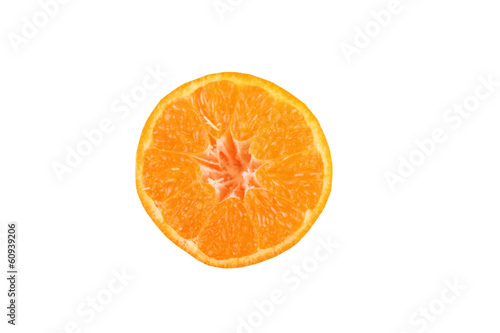 peeled orange on the white background