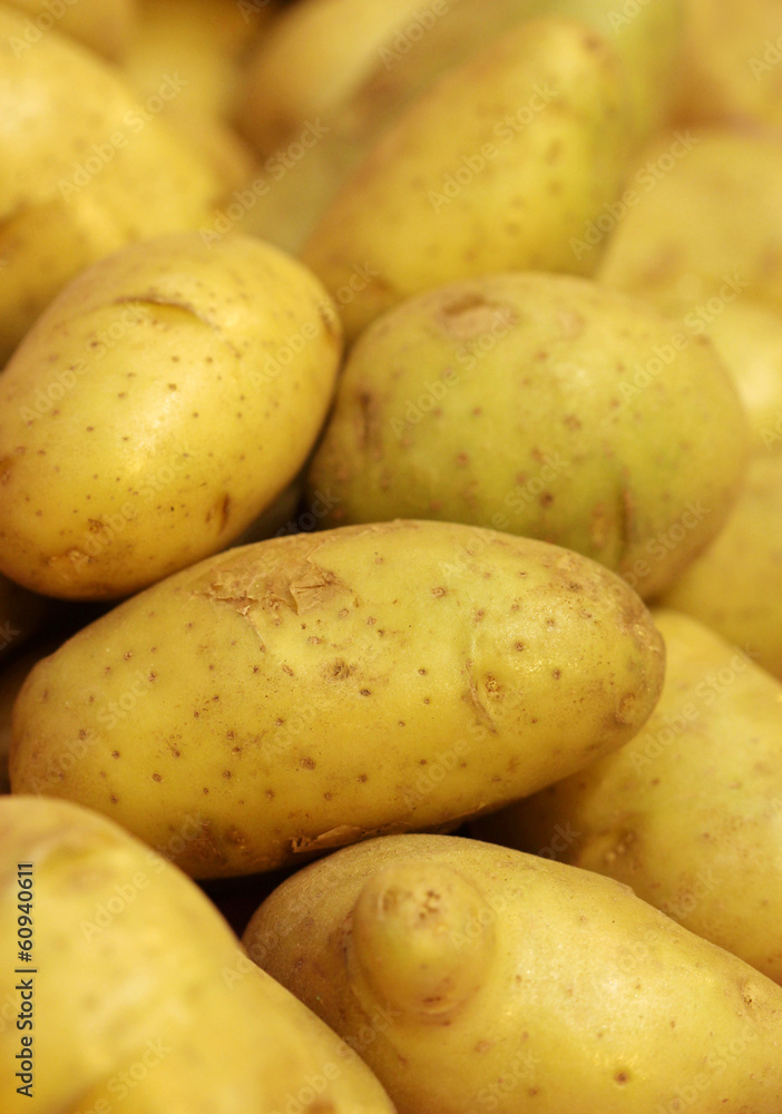 close up fresh potato in market