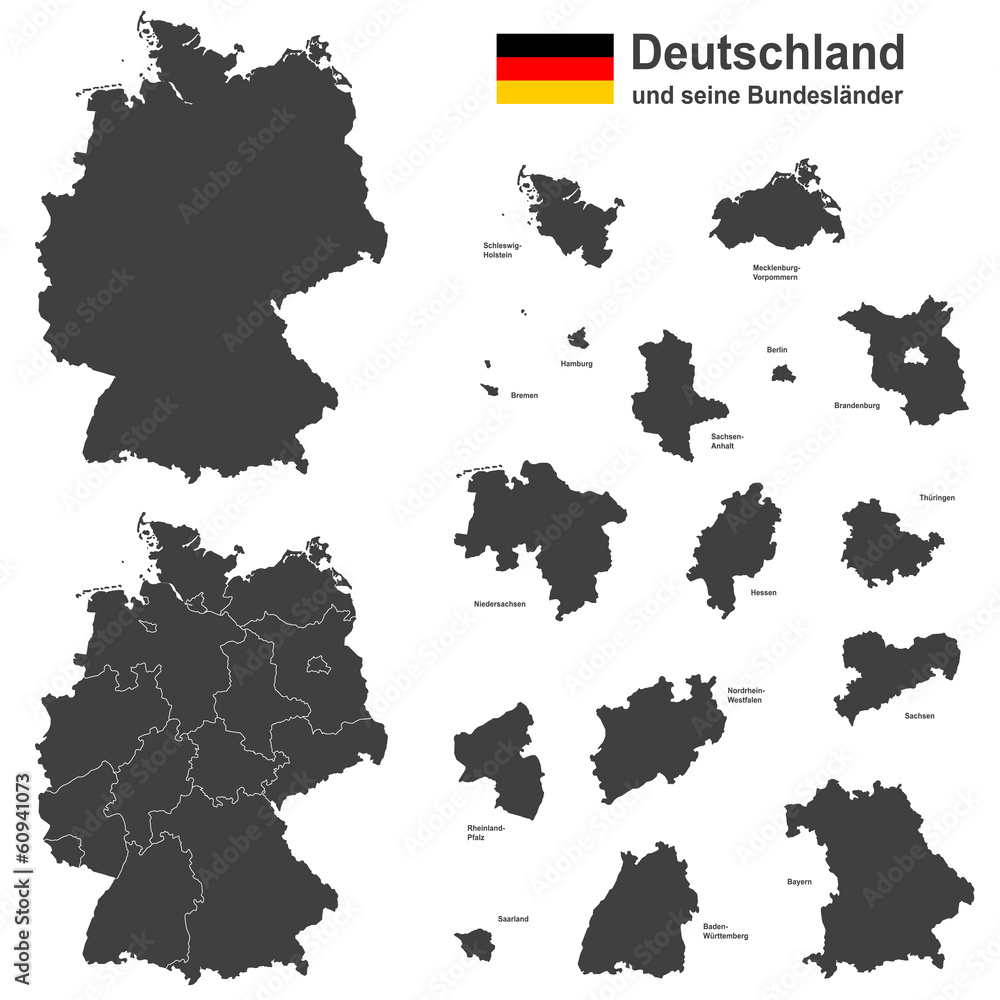 Deutschland und seine Bundesländer - obrazy, fototapety, plakaty 