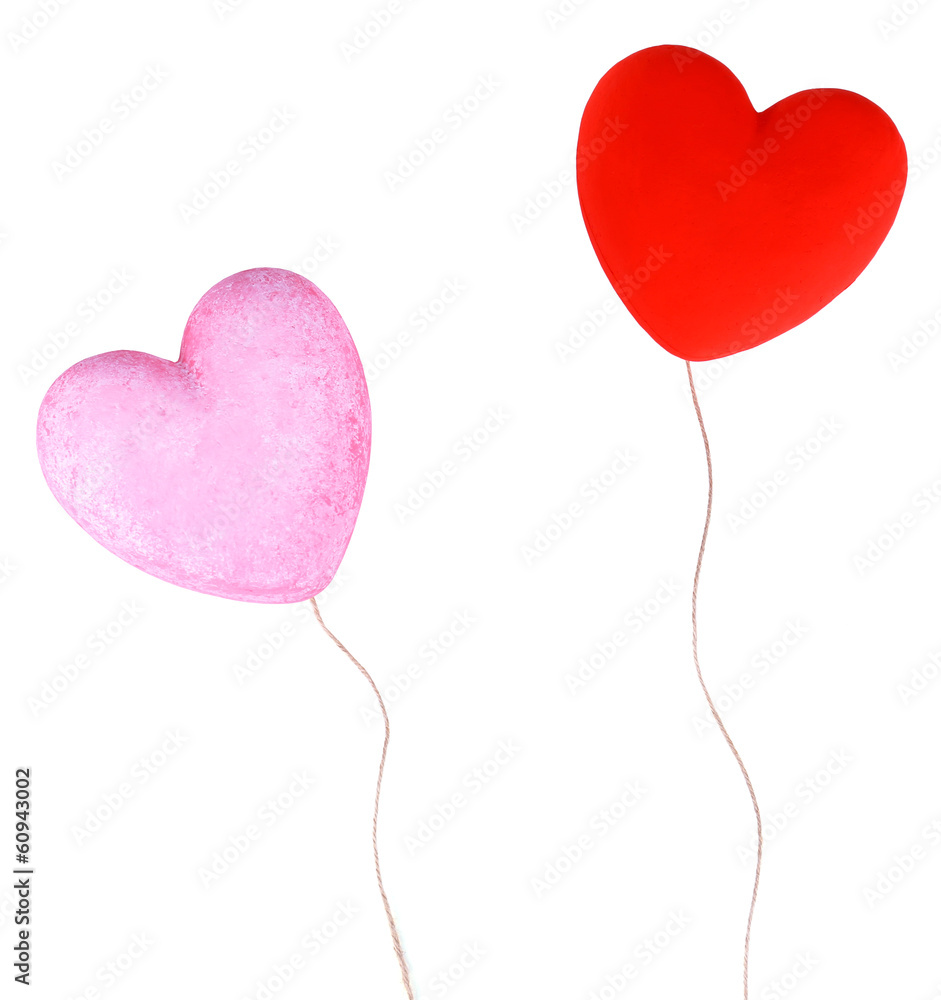 Two decorative hearts, isolated on white