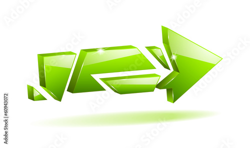 vector 3D green broken arrow