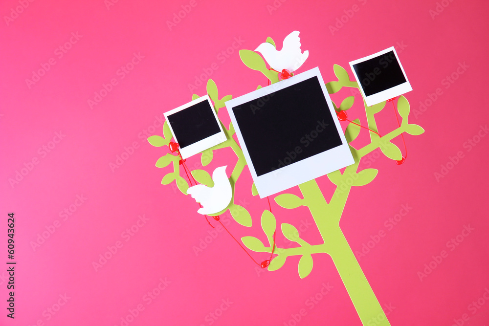 Holder in form of tree with instant photo cards Holder in form of tree with instant photo cards