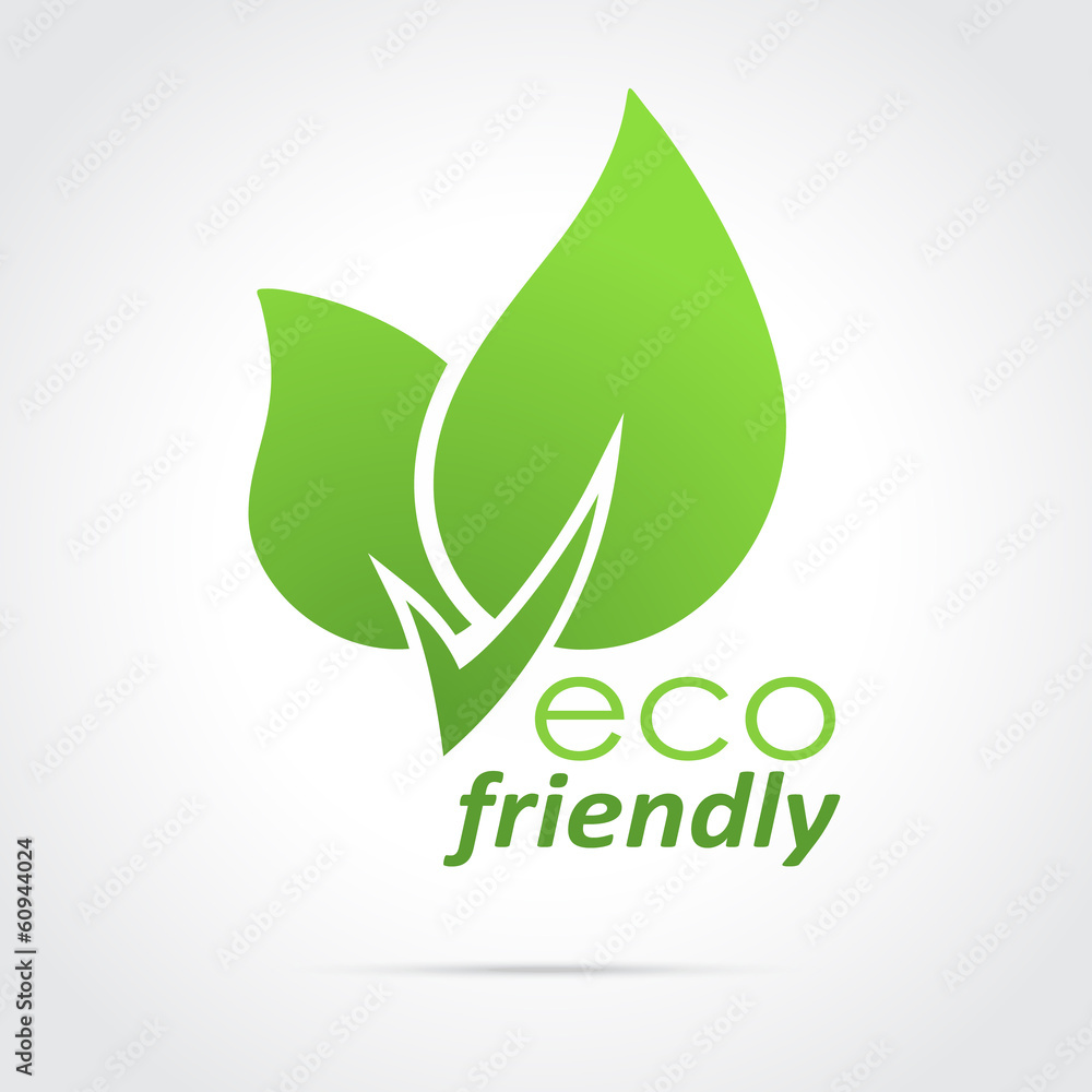 Fototapeta premium Eco friendly icon green leaves. Eco-Friendly Green Leaf Emblem Representing Environmental Sustainability