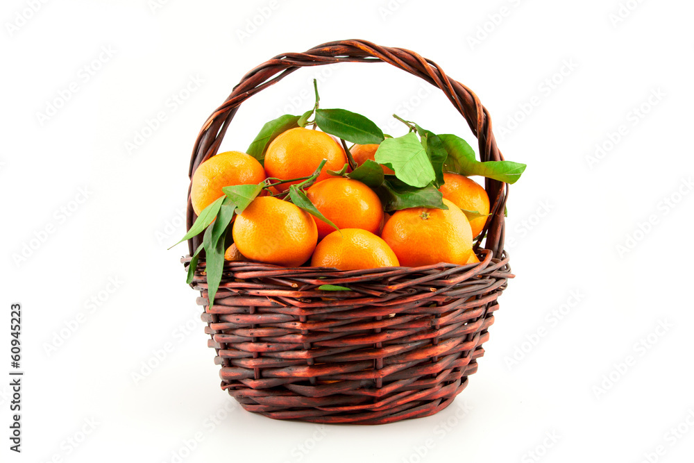 organic ripe mandarins (tangerines) in basket organic ripe mandarins (tangerines) in basket