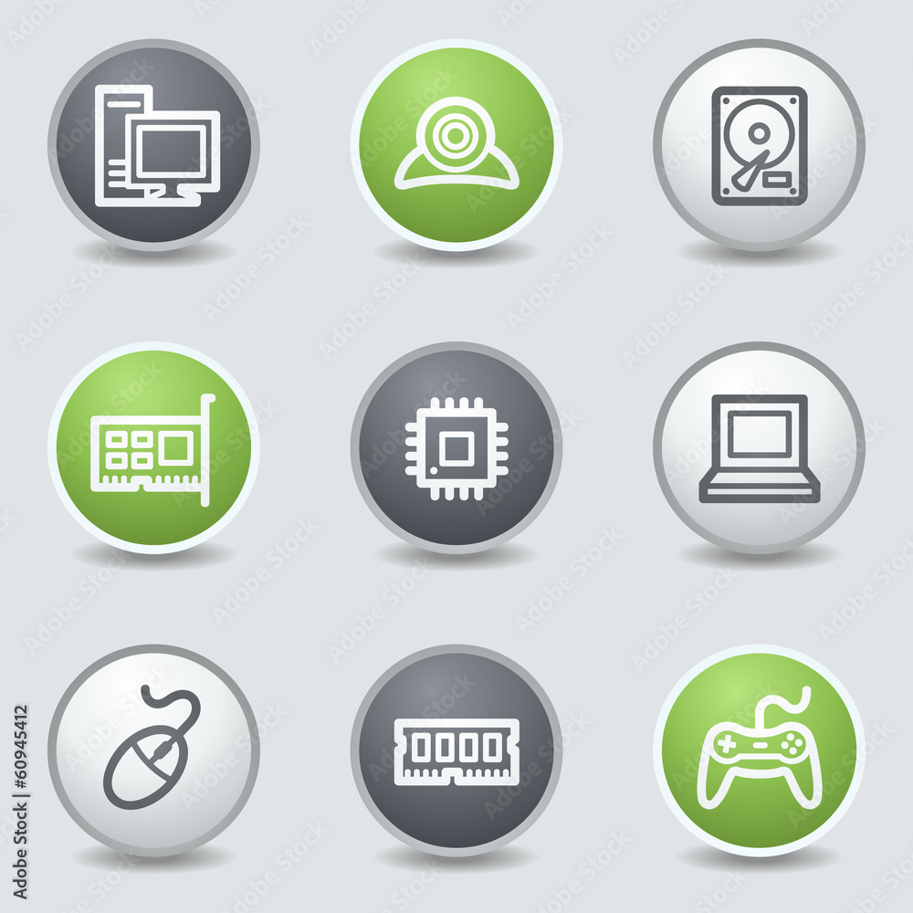 Computer web icons, circle buttons Computer web icons, circle buttons