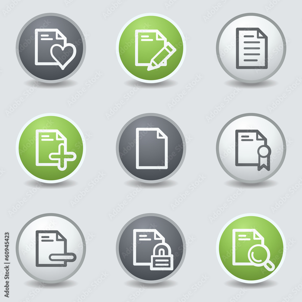 Document web icons set 2, circle buttons Document web icons set 2, circle buttons