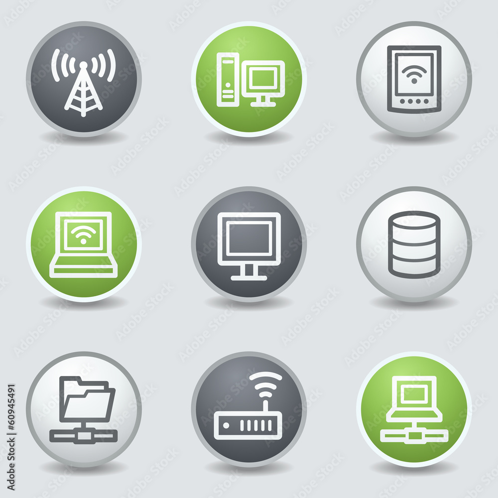 Network web icons, circle buttons Network web icons, circle buttons