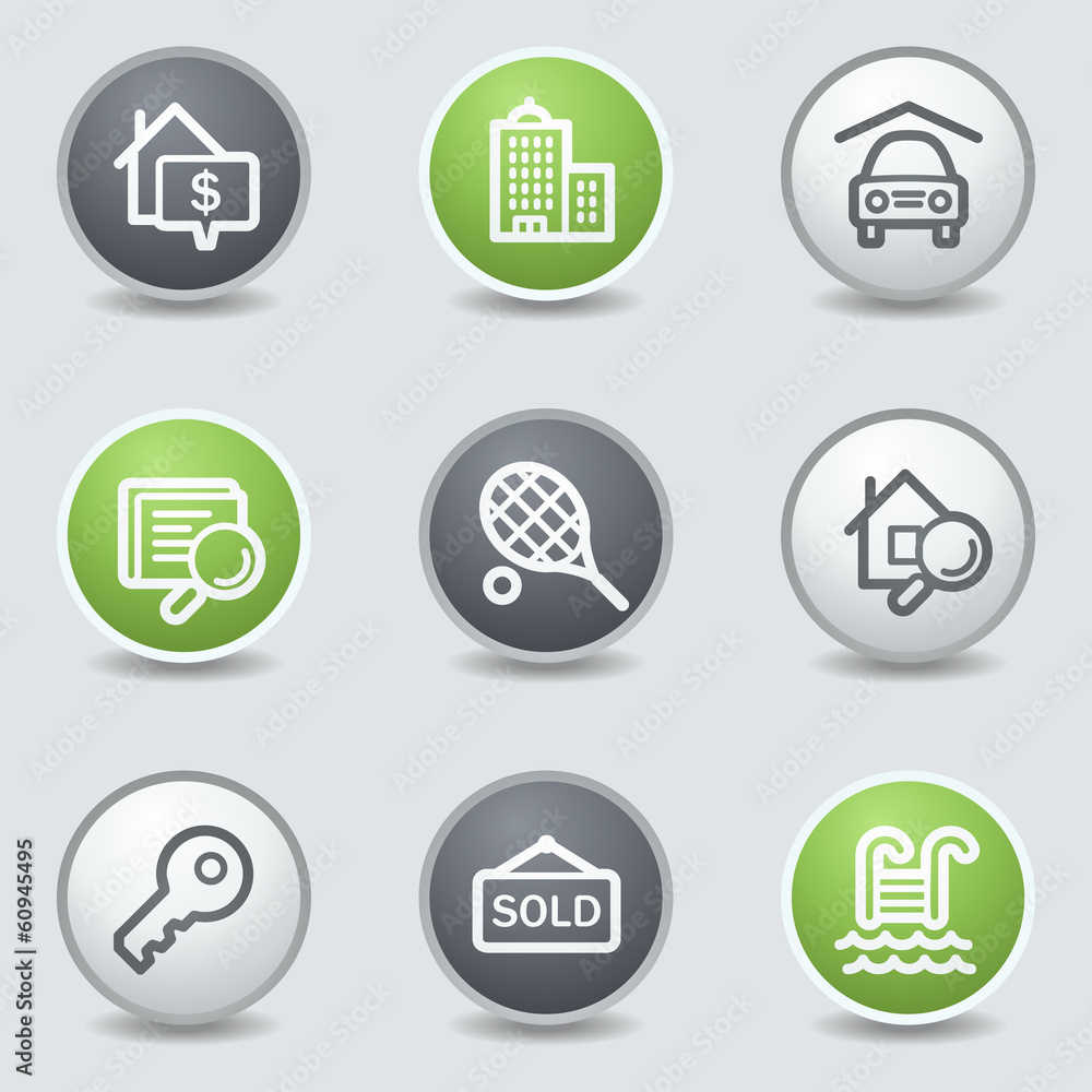 Real estate web icons, circle buttons Real estate web icons, circle buttons