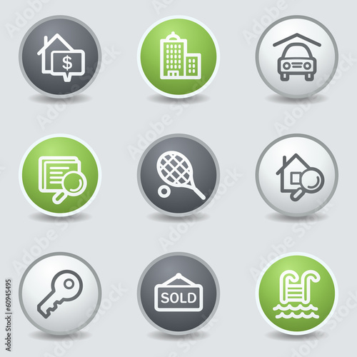 Real estate web icons, circle buttons
