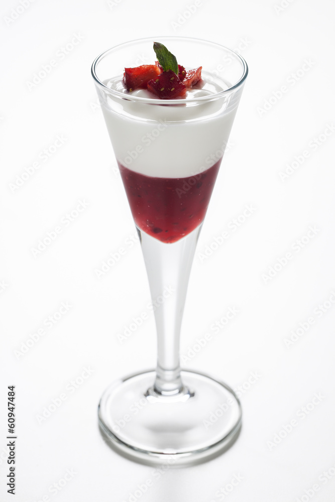 Cup of yogurt with strawberry jam Cup of yogurt with strawberry jam
