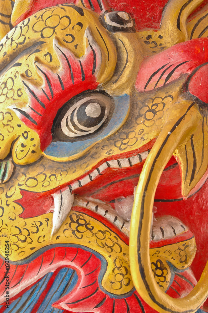 close-up face of Chinese dragon