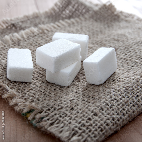 sugar cubes on table
