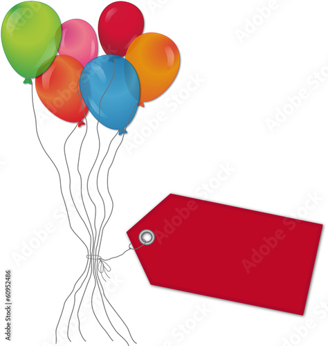 Bunte Luftballons als Strauß mit Anhänger - Vektor