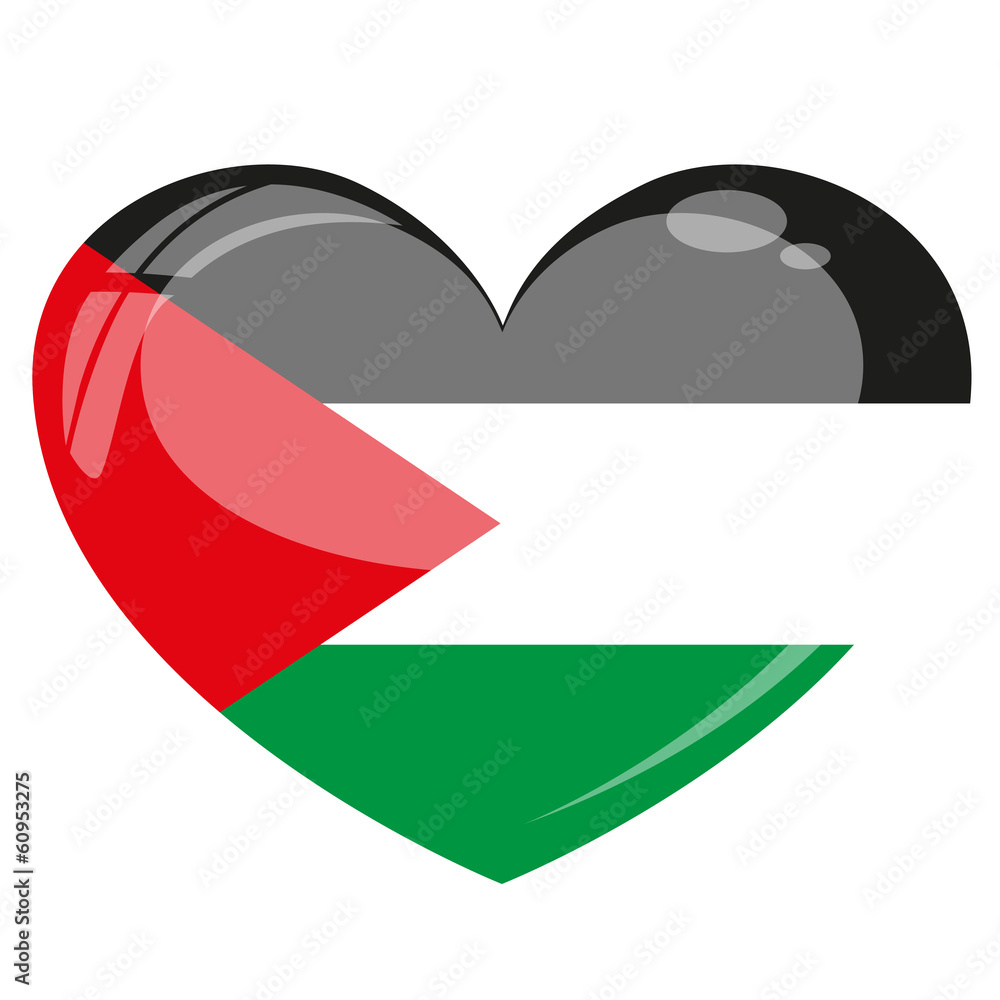 Palästina Herz Flagge Icon Button Stock-Vektorgrafik