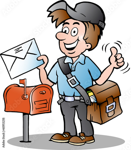 Hand-drawn Vector illustration of an Happy Postman