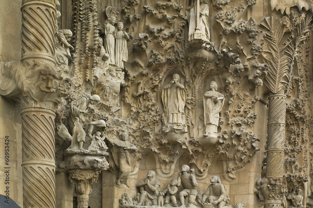 Details of the Sagrada Familia in Barcelona Spain