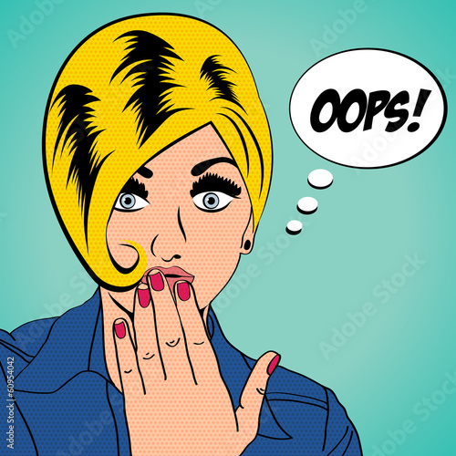 Fototapeta słodkie retro kobieta w stylu komiksów