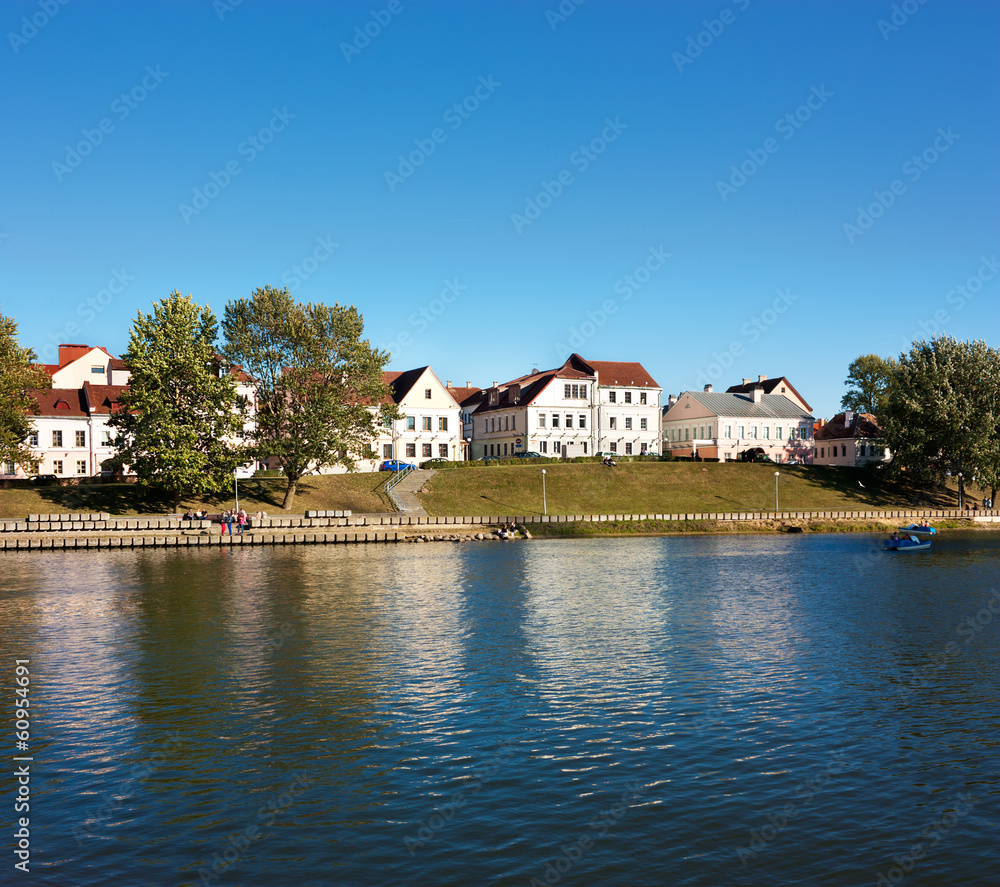 Minsk Downtown View with Svisloch River