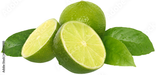 Fresh cut lime with leaf