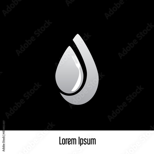 Graphic design - white drop-shaped fork with reflection