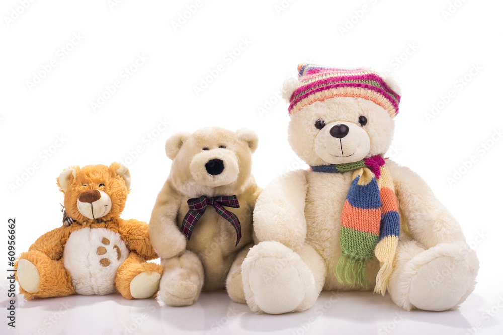 Obraz premium Three toy teddy bears