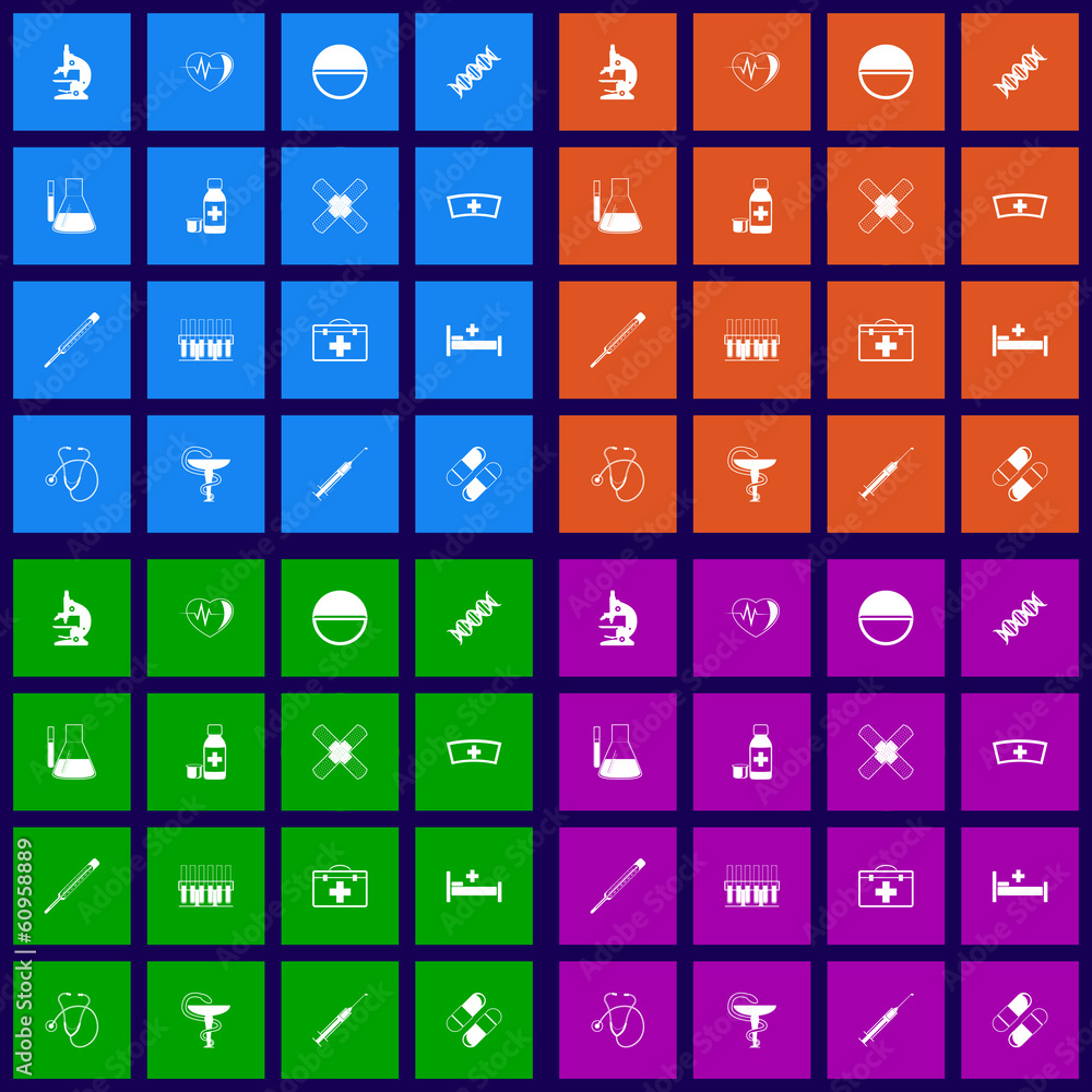 Medicine flat icons set Medicine flat icons set
