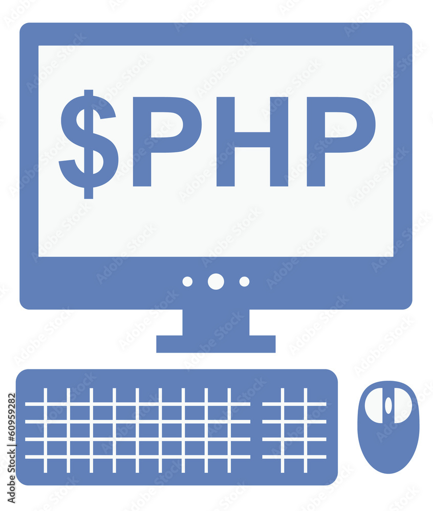 vector icon of personal computer with dollar php inscription on vector icon of personal computer with dollar php inscription on