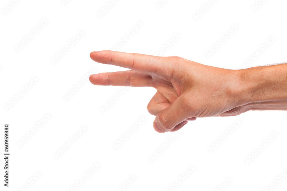 Hand gesture number four closeup isolated on white Hand gesture number four closeup isolated on white