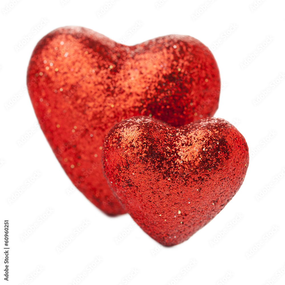 Valentine concept: red hearts on white background